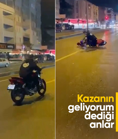 Bursa'da motosikletli gencin drift heyecanı kazayla bitti: O anlar kamerada