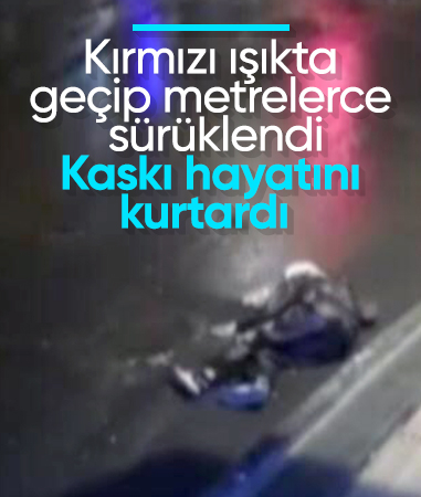 İstanbul'da kırmızı ışıkta geçen motosikletliye otomobil çarptı