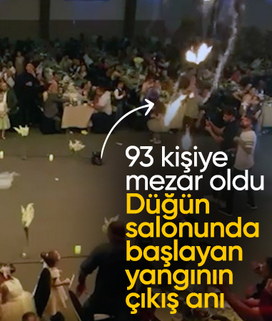 Musul’daki düğün salonunda başlayan yangının çıkış anı ortaya çıktı
