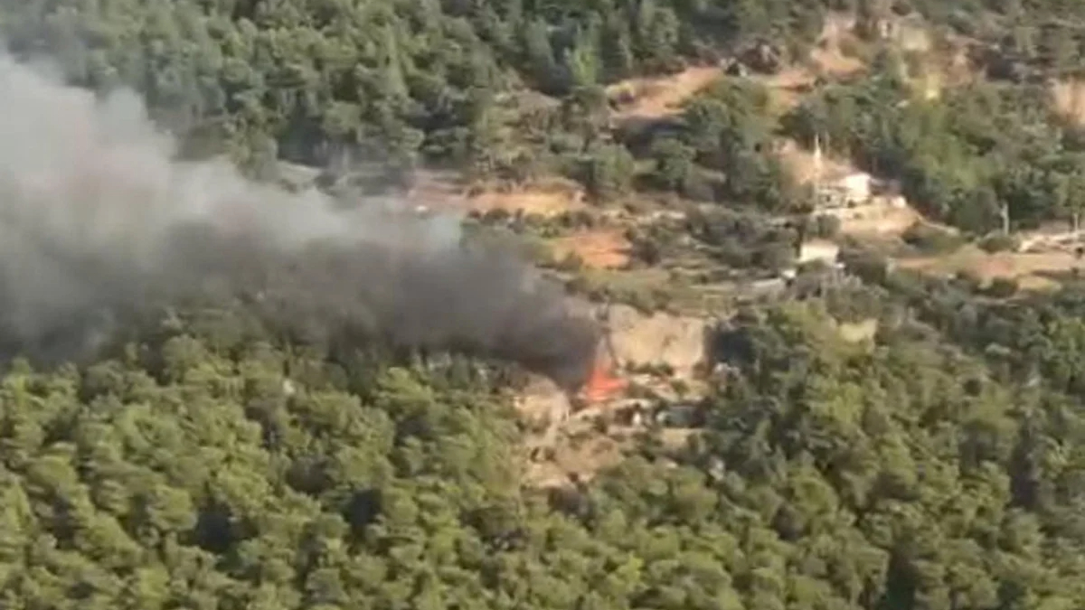 Muğla'daki bungalovda çıkan yangının alevleri ormana sıçradı