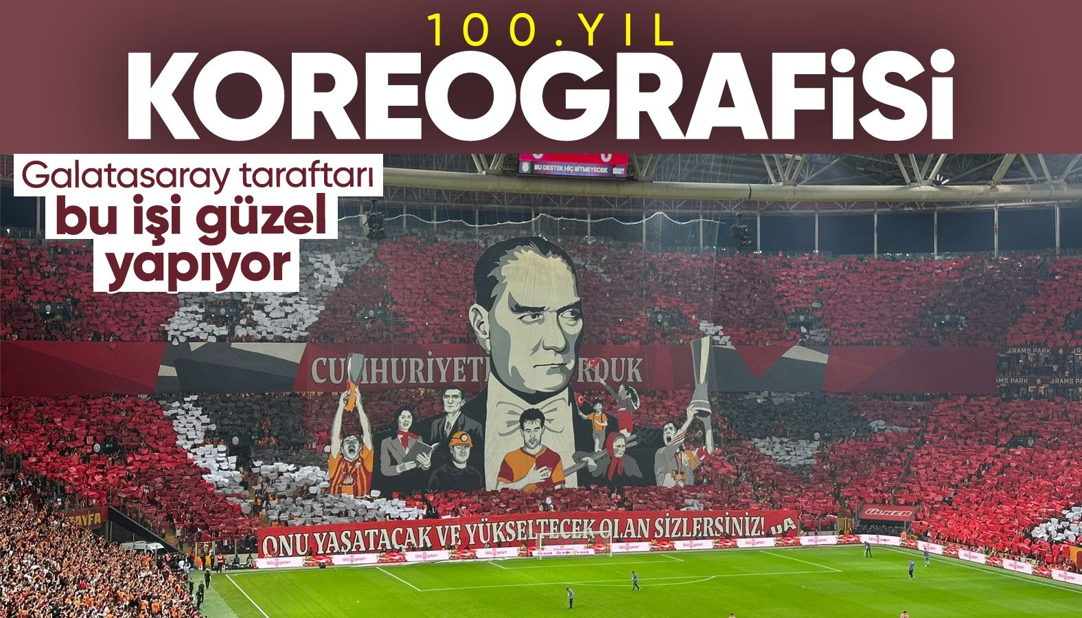 Galatasaray tribünlerinden Cumhuriyet'in 100. yılına özel koreografi!