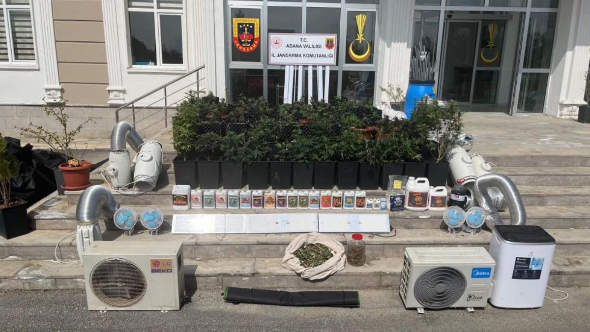 Adana'da jandarmadan uyuşturucu yetiştirilen eve baskın