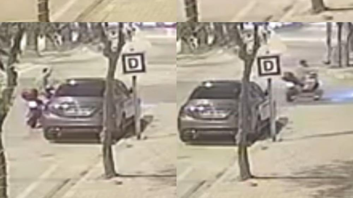 Ceyhan’da motosikletli şüpheli, araçların camlarını kırdı