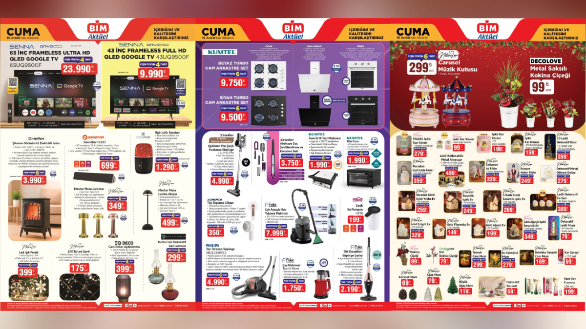 BİM’e şömine görünümlü ısıtıcı ve yılbaşı süsleri geliyor… BİM 19 Aralık Aktüel Katalog