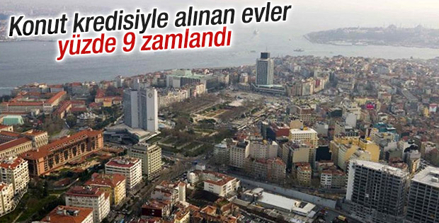 Konut kredisiyle alınan evler yüzde 9 zamlandı