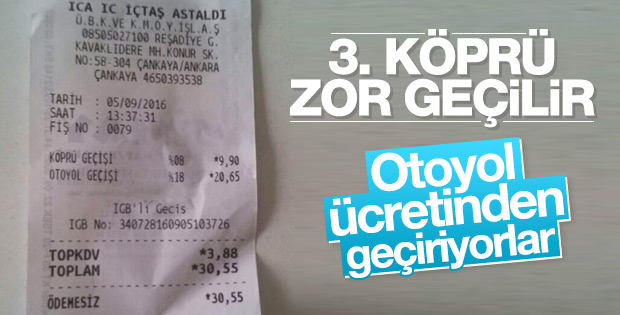 3. Köprü-otoyol geçişi 30 lira