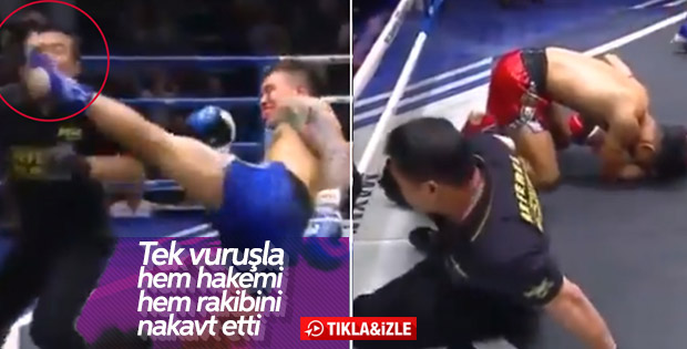 Aynı anda hem hakemi hem de rakibini devirdi - İZLE