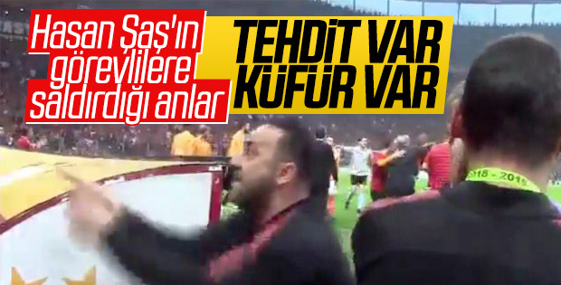Hasan Şaş'ın stattaki görevliye saldırdığı anlar