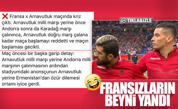 Arnavutluk milli marşı yerine Andorra marşı çalındı