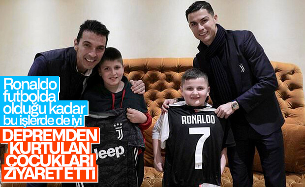 Ronaldo depremden kurtulan çocukları ziyaret etti