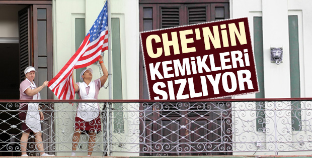Küba'da Amerika heyeti için ABD bayrağı asıldı