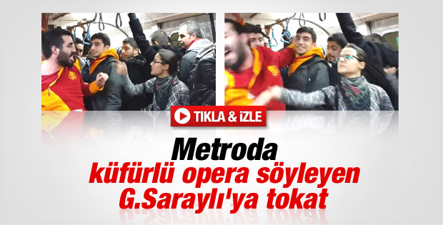 Küfürlü opera söyleyen Galatasaraylı taraftara tokat