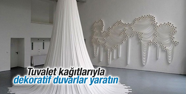 Tuvalet kağıtlarıyla dekoratif duvarlar yaratın