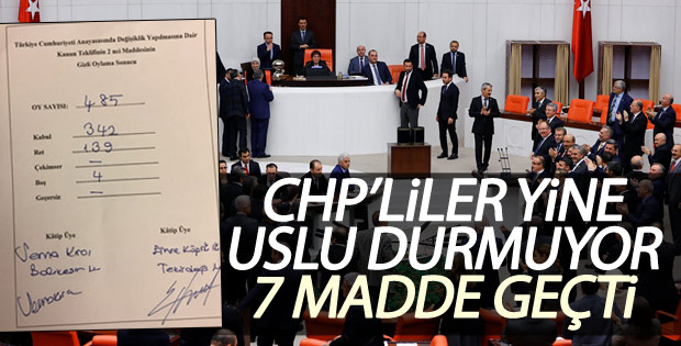 Anayasa değişiklik teklifinde 7 madde kabul edildi