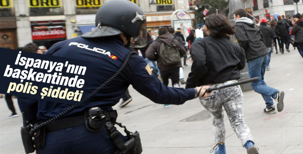 Madrid'de öğrenci eylemine polis müdahalesi
