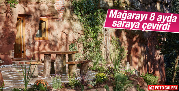Mağarayı saraya çevirdi