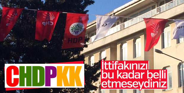 Malkara'da CHP ve HDP bayrağı yan yana görüntülendi