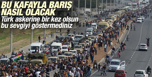 Mardin'de Kobani'ye giden peşmergelere sevgi gösterisi İZLE