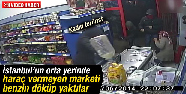 DHKP-C'lilerin Armutlu'da bir marketi ateşe vermesi kamerada