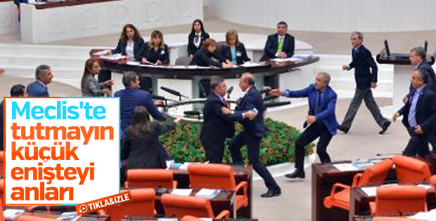 Meclis'te Alim Tunç'la Özgür Özel'in önlenen kavgası