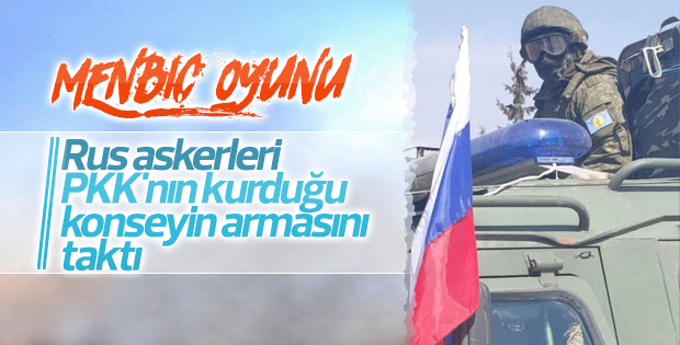 Menbiç'teki Rus askerlerinde PKK arması