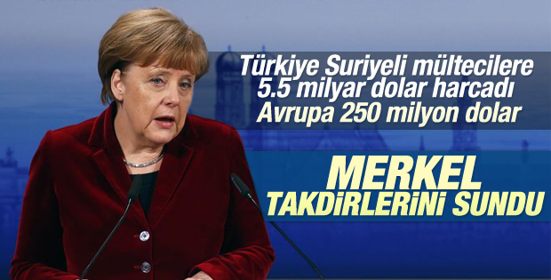 Merkel Suriyeliler için Türkiye'yi takdir etti