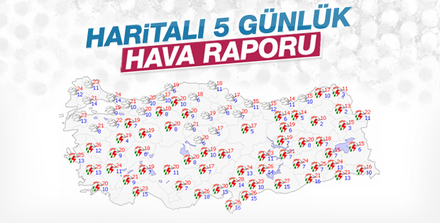 5 günlük haritalı hava raporu