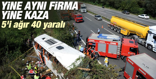 Sakarya'da yolcu otobüsü devrildi İZLE