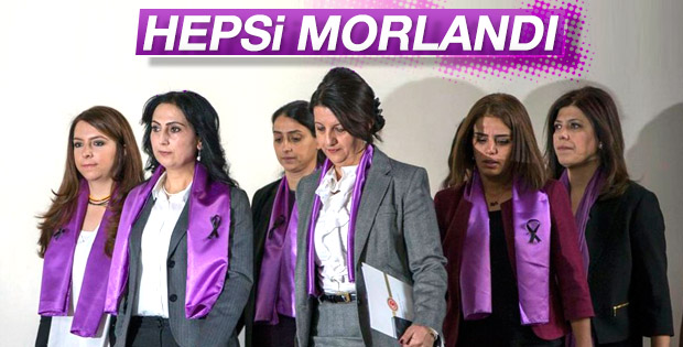 HDP'li kadınlar mor giydi