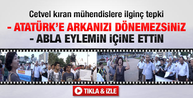 Cetvel kıran mühendislere Atatürk ve bayraklı tepki
