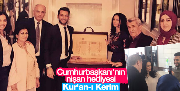 Erdoğan'dan Murat Yıldırım ve nişanlısına Kur'an hediyesi