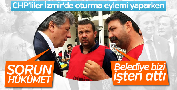 İzmir'de eylem yapan CHP'liler, atılan işçileri görmedi