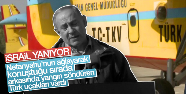 Netanyahu basın açıklamasını Türk uçaklarının önünde yaptı