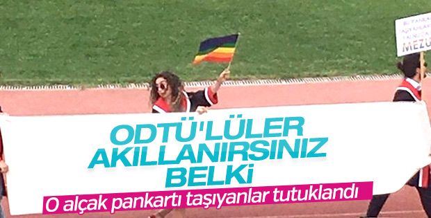 ODTÜ'deki skandal pankarta 4 tutuklama
