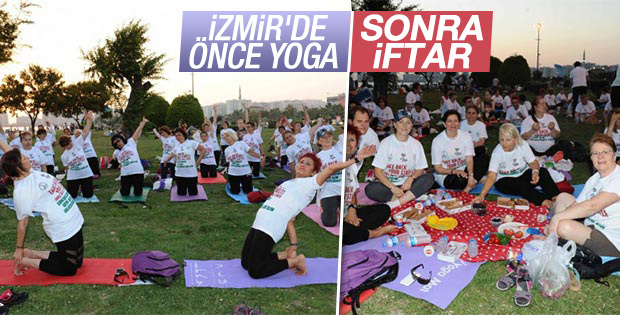 İzmir'de yogadan sonra iftar yaptılar