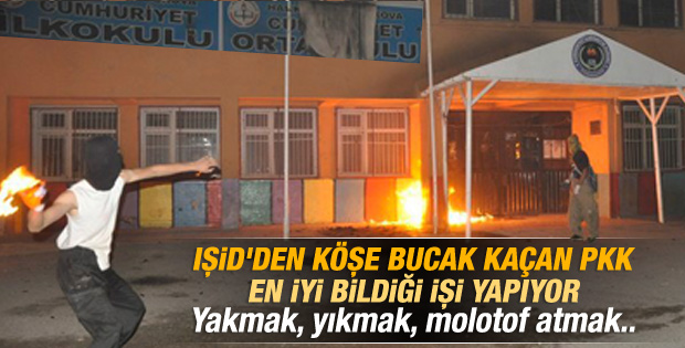 PKK Diyarbakır'da okul yaktı ortalık karıştı