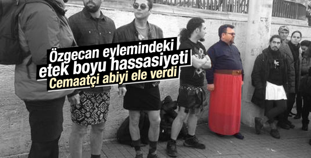 Erkeklerden Taksim'de Özgecan için etekli eylem