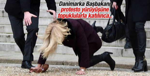 Danimarka Başbakanı Paris'te yere düştü