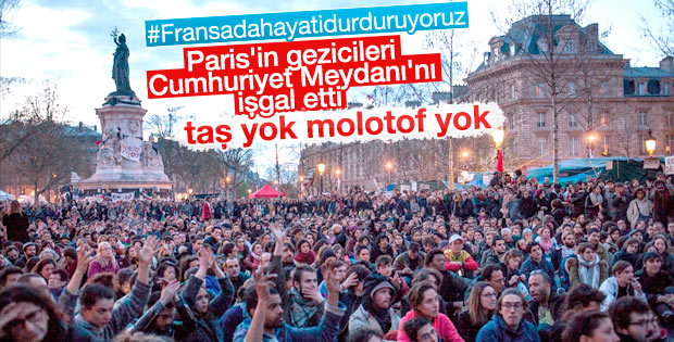 Paris'te Cumhuriyet Meydanı eylemcilerin elinde