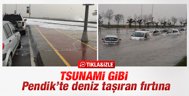 İstanbul Pendik'te kara ile deniz birleşti