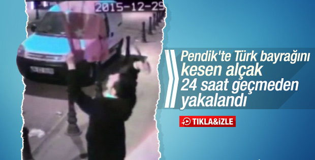 Pendik'te Türk bayrağına bıçaklı saldırı