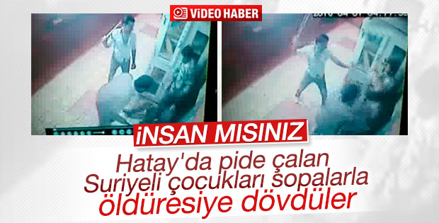 Pide çalan Suriyeli çocukları dövdüler - İZLE
