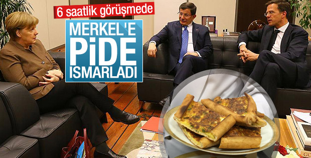 Davutoğlu, Merkel ve Rutte görüşmesinde pide ısmarlandı