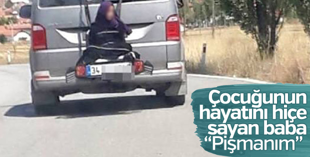 Aracın arkasına bağlayarak yolculuk ettiren babaya gözaltı