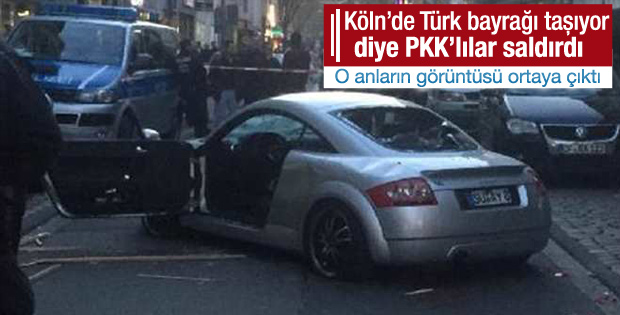 Köln'de Türk bayrağı taşıyan gence PKK'lılar saldırdı