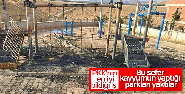 Kayyumun yaptığı çocuk parkları yakıldı