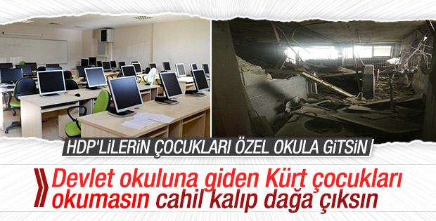 PKK'lılar modern donanımlı okulu harabeye çevirdi