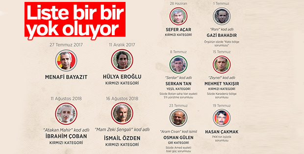 Arananlar listesindeki teröristler öldürülüyor