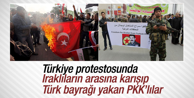 PKK'lılar Türk bayrağı yakan gruba katıldı