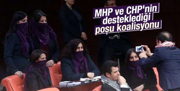 HDP'li vekiller mecliste poşulu eylem yaptı